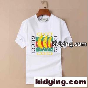 グッチ スーパーコピー 半袖Tシャツ コピー 夏 定番 カジュアル 合わせやすい ロゴ プリント クルーネック トップスkid26aqaqem