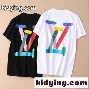 スタイリッシュ 目を引く ロゴ プリント ルイ・ヴィトン tシャツ コピー コットン 快適 トップスkid26Priq4r
