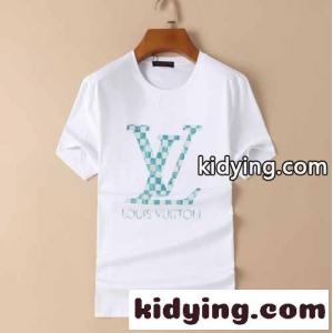 シンプル ロゴ プリント クルーネック ルイ・ヴィトン tシャツ コピー 半袖 柔らかい 快適 トップスkid26f05PTb
