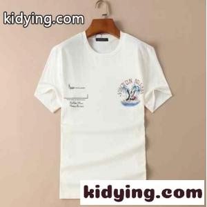 高級感 カジュアル ロゴ プリント クルーネック ルイ・ヴィトン Tシャツ コピー 春夏 半袖 トップスkid261rKLbu