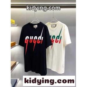 ユニセックス おしゃれ 人気 クルーネック グッチ コピー 半袖Tシャツ コピー ロゴ プリント トップスkid261vySvq