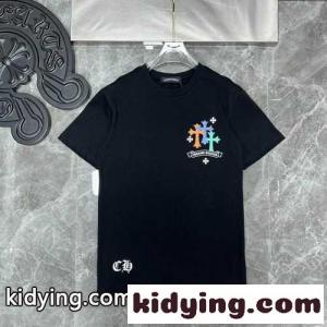 インパクト プリント クルーネック クロムハーツ コピー 半袖Tシャツ コピー カジュアル おしゃれkid26GHXTve
