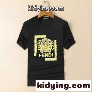versace ブランド コピー×fendi ブランド コピー 人気 おしゃれ ヴェルサーチ ブランド コピーェ 半袖Tシャツ コピー クルーネック ロゴ 春夏 着心地いい トップスkid2645XjaC
