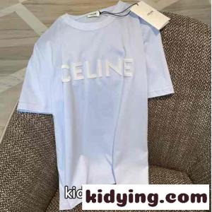 人気 ゆったり 体型カバー ロゴ クルーネック セリーヌ コピー tシャツ コピー コットン 半袖 トップス 春夏 定番kid26vWjyma