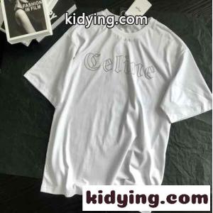 春夏 定番 ロゴ クルーネック コットン セリーヌ コピー tシャツ コピー 半袖 トップス カジュアル ホワイト ブラックkid26L9XHDC