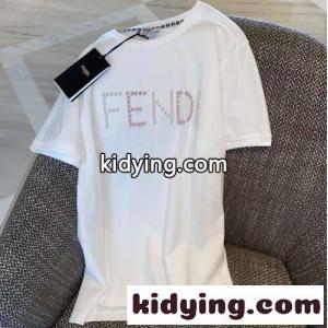 カジュアル 可愛い ロゴ クルーネック コットン 半袖 フェンディ スーパーコピー Tシャツ コピー レディース トップス おしゃれkid265XX9Tb