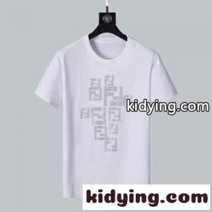 春夏 おしゃれ フェンディ コピー Tシャツ コピー カジュアル 半袖 トップス 着心地いい ロゴ プリント クルーネックkid26KjaC0D