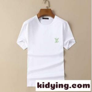 3色あり シンプル クルーネック おしゃれ 快適 通気 夏 トップス 半袖 ルイ・ヴィトン Tシャツ コピー ロゴ 柔らかいkid26jKHLDa