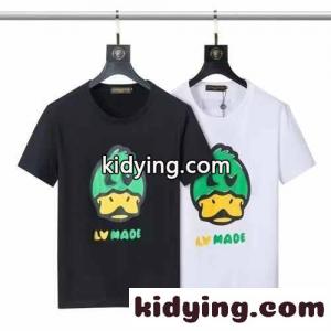 大人気 プリント クルーネック 半袖 トップス おしゃれ ルイ・ヴィトン Tシャツ コピー 定番 ホワイト ブラックkid26WbaOnu