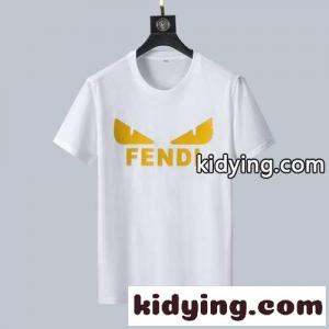 春夏 おしゃれ ロゴ プリント クルーネック カジュアル 半袖 トップス フェンディ コピー Tシャツ コピー 着心地いいkid26KXviCm