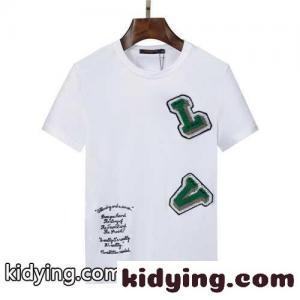 定番 ロゴ シンプル ルイ・ヴィトン Tシャツ コピー おしゃれ 快適 通気 夏 柔らかい クルーネック トップス 半袖kid26SHTHPv