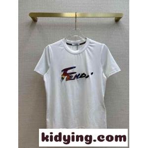 おしゃれ ロゴ コットン 着心地いい クルーネック 半袖 トップス フェンディ ブランド コピー Tシャツ コピー レディース 春夏 定番kid26TDey8v
