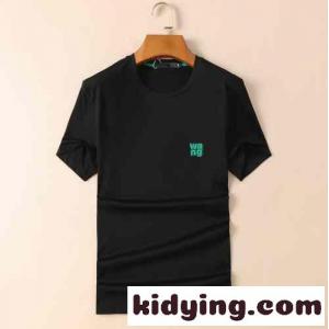 アレキサンダーワング Tシャツ コピー 半袖 春夏 シンプル ロゴ トップス メンズ 快適 クルーネック ホワイト ブラックkid269LzWLb