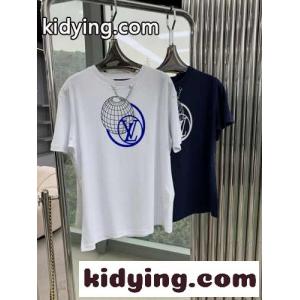 シンプル 春夏 新作 ルイ・ヴィトン Tシャツ コピー 半袖 トップス 定番 人気 ロゴ コットン ユニセックスkid26nyiWnu