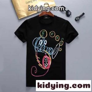 メンズ おしゃれ ロゴ シーホース プリント 半袖 トップス クルーネック フェンディ コピー Tシャツ コピー コットンkid26P9Lf0z