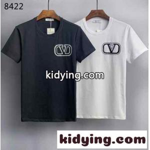 ベーシック クルーネック 半袖 春夏 トップス Vロゴ おしゃれ ヴァレンティノ ブランド コピー Tシャツ コピー ホワイト ブラックkid269Dqu0j