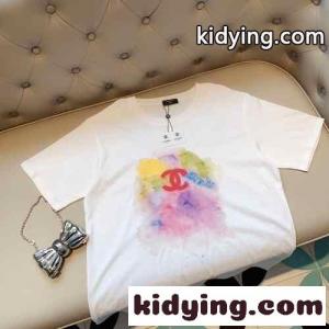 定番 春夏 半袖 トップス お洒落 ロゴ  クルーネック シャネル スーパーコピー tシャツ コピー 着心地いい カジュアル ホワイト ブラックkid268XbCCe