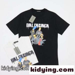 おしゃれ プリント ゆったり クルーネック バレンシアガ スーパーコピー 半袖tシャツ コピー 定番 人気 ホワイト ブラックkid269rOHzq