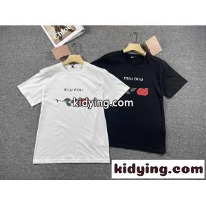 ベーシック おしゃれ プリント 着心地いい ミュウミュウ スーパーコピー 半袖tシャツ コピー クルーネック 春夏 定番 ホワイト ブラックkid26Kfyeuq