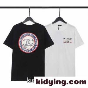着心地いい カジュアル お洒落 ロゴ プリント クルーネック 半袖 トップス シャネル スーパーコピー tシャツ コピー 定番 春夏 ホワイト ブラックkid26WHTfua