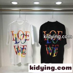 流行り ビッグシルエット 体型カバー ユニセックス プリント ロゴ ロエベ ブランド コピー tシャツ コピー  春夏 トップス クルーネックkid26q45jGr