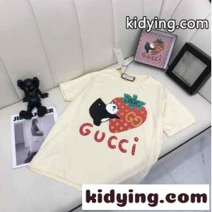 可愛い プリント クルーネック 定番 グッチ ブランド コピー 半袖Tシャツ コピー コットン 着心地いい 春夏 トップス 2色 カジュアルkid26Hniy0D