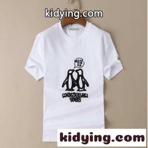 モンクレール コピー 半袖tシャツ コピー ロゴ お洒落 通気性 着心地いいカジュアル シンプル クルーネック ホワイト ブラックkid26jam0jC