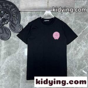 オシャレ ロゴ カジュアル 合わせやすい クルーネック 春夏 トップス クロムハーツ スーパーコピー 半袖Tシャツ コピー ホワイト ブラックkid26WHzWTj