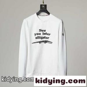 定番 英字 プリント カジュアル オシャレ モンクレール スーパーコピー 長袖tシャツ コピー クルーネック トップス ホワイト ブラックkid26ba0fuC