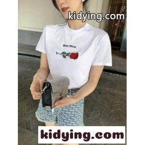 定番 人気 刺繍 スリム ミュウミュウ コピー 半袖tシャツ コピー クールネックレディース おしゃれ 合わせやすいkid26CKLLTb