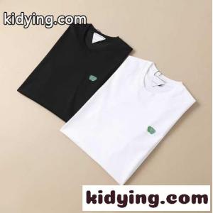 シンプル カジュアル 柔らかい 着心地いい クールネック ボッテガヴェネタ コピー 半袖tシャツ コピー ホワイト ブラックkid26zmae0D