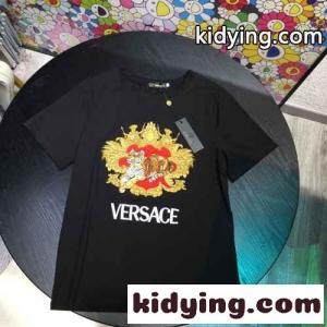 可愛い ユニセックス ロゴ 刺繍入り ラウンドネック 半袖 ヴェルサーチ スーパーコピー tシャツ コピー 人気 おしゃれkid26XjCimC