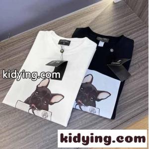 オシャレ ベーシック 合わせやすい シャネル コピー tシャツ メンズ コピー 春夏 新作 プリント クールネック ホワイト ブラックkid26u8beCe