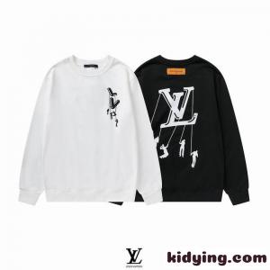 ファッション クールネック 定番 カジュアル ルイ・ヴィトン Tシャツ コピー プリント 長袖 ホワイト ブラックkid26mW9Hrm