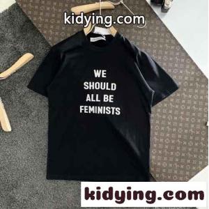 定番 ベーシック 英字刺繍 ゆったり クリスチャン・ディオール スーパーコピー 半袖tシャツ コピー ラウンドネック ホワイト ブラックkid26z8vOza