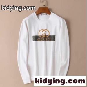 シンプル 秋冬 メンズ 裏起毛 プリント プルオーバー ラウンドネック長袖tシャツ グッチ スーパーコピー コピーkid26Tf8DKv