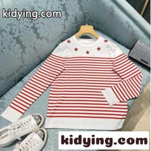 春夏新作 ミュウミュウ ブランド コピー 長袖Tシャツ コピー 大人気 スウィート 合わせやすい ボーダー柄 ラウンドネック プルオーバー レディースkid26TLPTTv