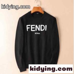 シンプル ファッション 柔らかい 裏起毛 フェンディ コピー tシャツ メンズ コピー プルオーバー 長袖 ホワイト ブラックkid2619nOPb