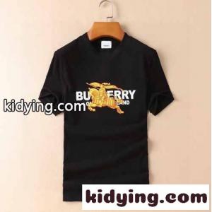 シンプル プリント 柔らかい ラウンドネック プルオーバー バーバリー ブランド コピー 半袖tシャツ コピー ホワイト ブラック 着心地いいkid26yimuWf