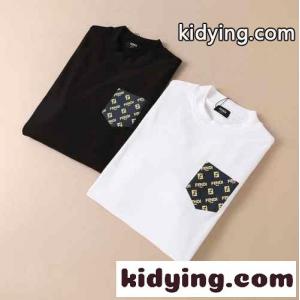 カジュアル シンプル 秋冬 プリント ラウンドネック フェンディ ブランド コピー 半袖tシャツ コピー スウェード プルオーバーkid265TnWPj