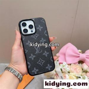 IPONE17ルイヴィトン ブランド コピー激安ブラックモノグラムレザーiPhoneケースシンプル高級スマホ保護カバーkidying26PnO5va