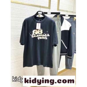 人気 カジュアル バレンシアガ スーパーコピー Tシャツ コピー HAND DRAWN BB ICON 半袖Tシャツkid26CKDaKb