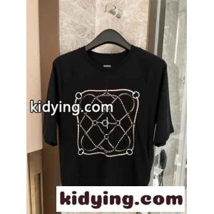 プリント コットン 半袖Tシャツ エルメス コピー Tシャツ コピー ブラックkid26mm4TLv
