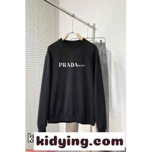 定番 ロゴプリント プラダ コピー Tシャツ コピー コットン スウェットシャツ ブラックkid26e8z45z
