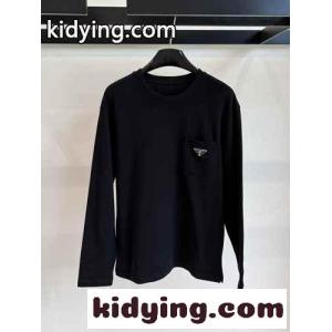 ベーシック 合わせやすい クルーネック コットン 長袖Tシャツ プラダ ブランド コピー Tシャツ コピーkid26fO9v4n