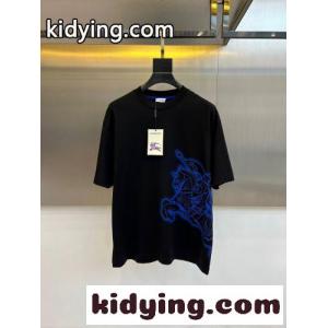 目を引く EKD 半袖Tシャツ バーバリー コピー Tシャツ 偽物 クルーネック ブラックkid26ueWfCa