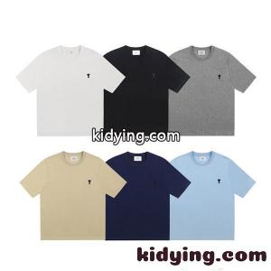 新品登場 多色展開 ミニ刺繍 軽量 定番 半袖Tシャツ AMI PARIS アミ パリス コピーkidying26fGTbOD