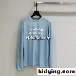 フロントロゴ ACNE STUDIOS アクネ ストゥディオズ コピー 長袖Tシャツ ライトブルー ゆったり シンプルkidying2619jOnu