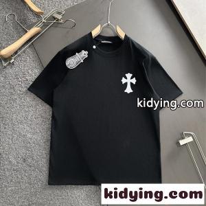 クロムハーツ コピー コピー 定番 ワンポイント CHROME hearts コピー ホワイト 半袖 Tシャツ シンプル 洗練kidying269nuWPr