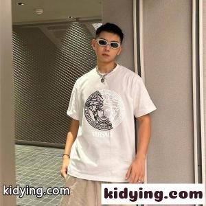 ヴェルサーチ スーパーコピー コピー 存在感 プリント ホワイト 半袖 Tシャツ モード ラグジュアリー 映え versace スーパーコピーkidying26yKP91r